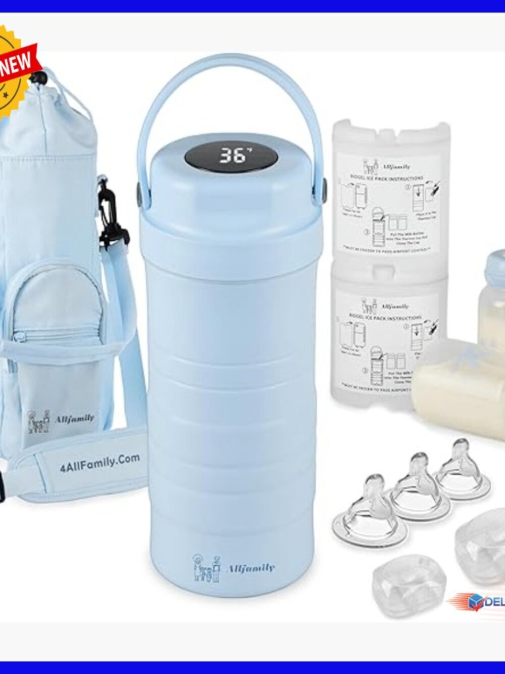 Breast Milk Cooler Bag with 24-Hour Ice Pack, Bottles, TSA-Compliant